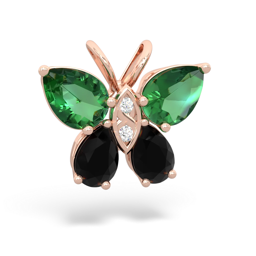 Lab Emerald Butterfly 14K Rose Gold pendant P2215