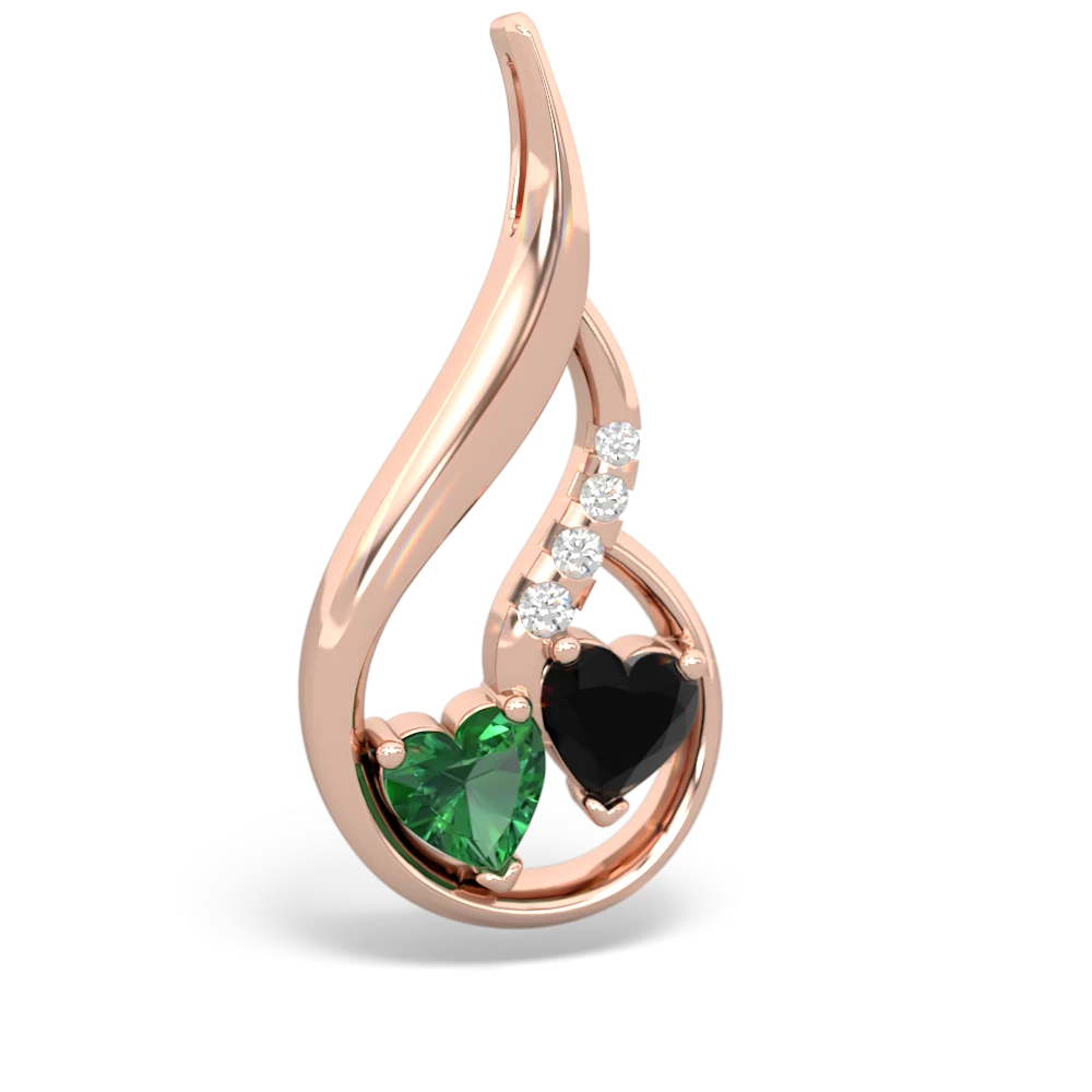 Lab Emerald Keepsake Curves 14K Rose Gold pendant P5450