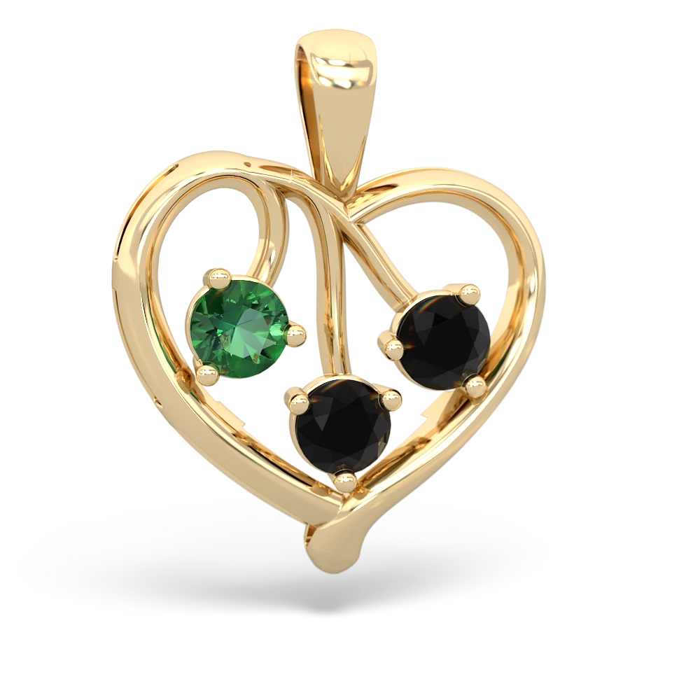 Lab Emerald Glowing Heart 14K Yellow Gold pendant P2233