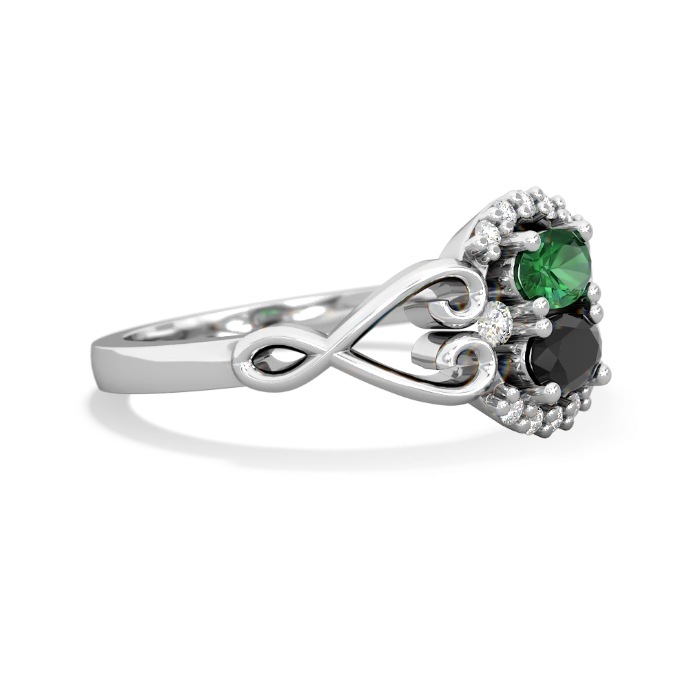 Lab Emerald Love Nest 14K White Gold ring R5860