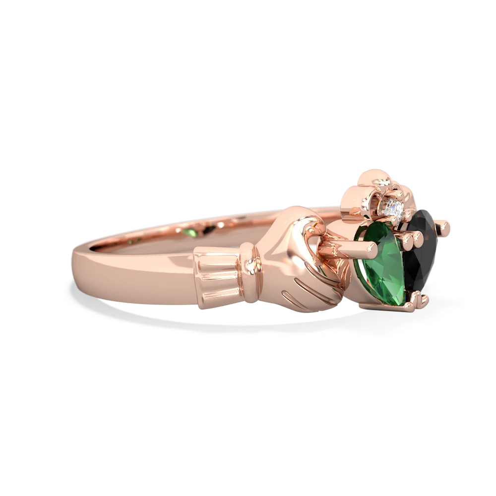 Lab Emerald 'Our Heart' Claddagh 14K Rose Gold ring R2388