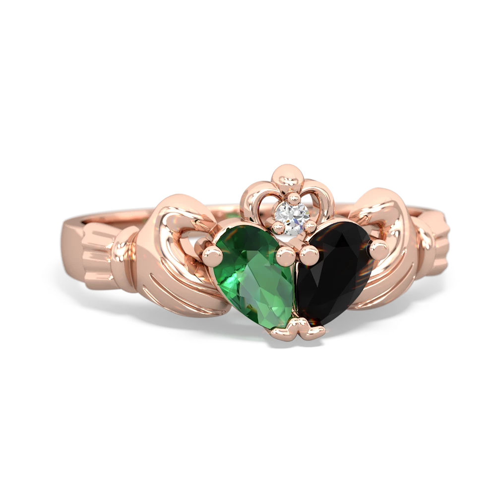 Lab Emerald 'Our Heart' Claddagh 14K Rose Gold ring R2388