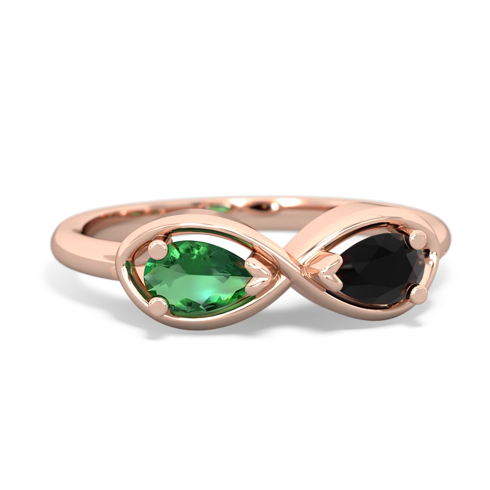 Lab Emerald Infinity 14K Rose Gold ring R5050