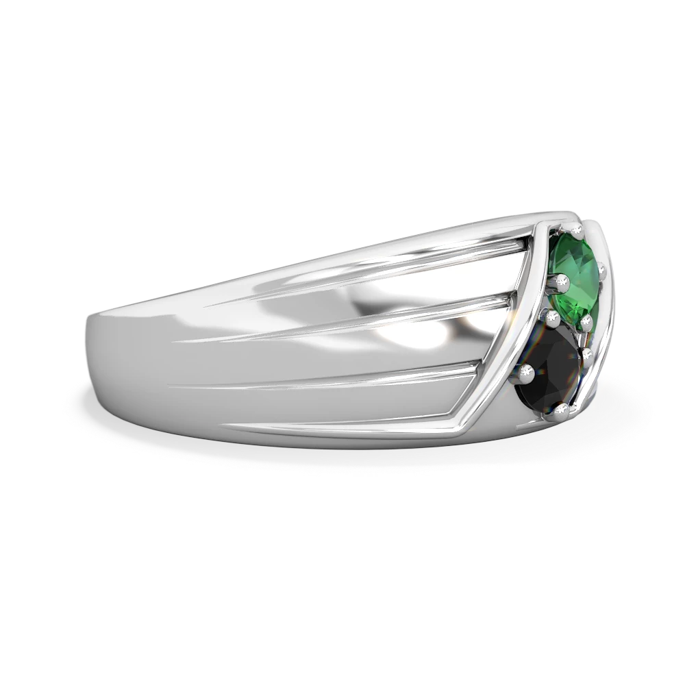 Lab Emerald Men's Streamline 14K White Gold ring R0460