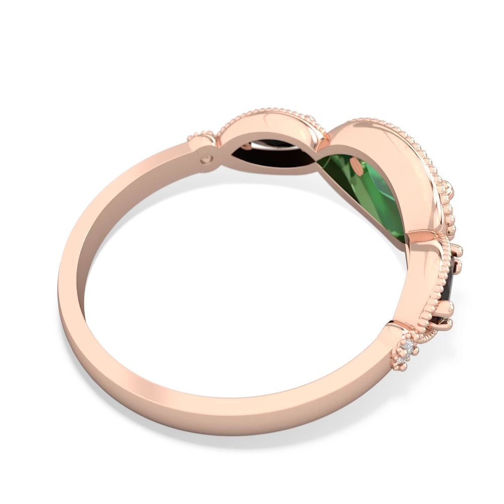 Lab Emerald Milgrain Marquise 14K Rose Gold ring R5700