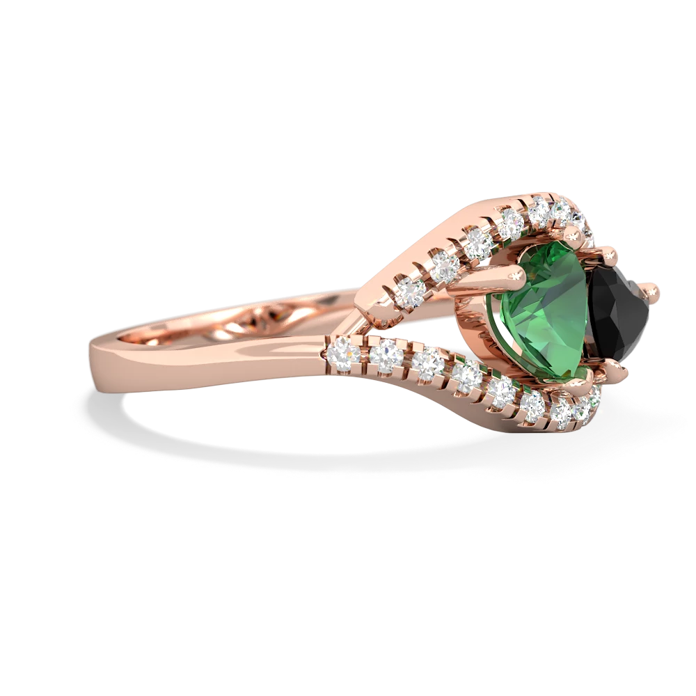 Lab Emerald Mother And Child 14K Rose Gold ring R3010