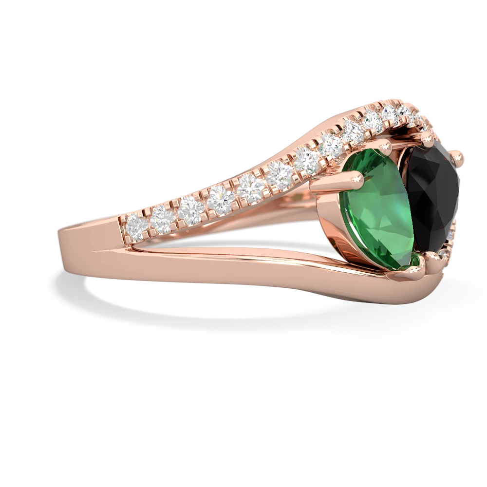 Lab Emerald Nestled Heart Keepsake 14K Rose Gold ring R5650