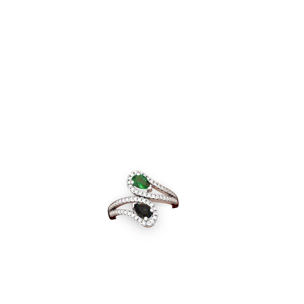 Lab Emerald Diamond Dazzler 14K White Gold ring R3000