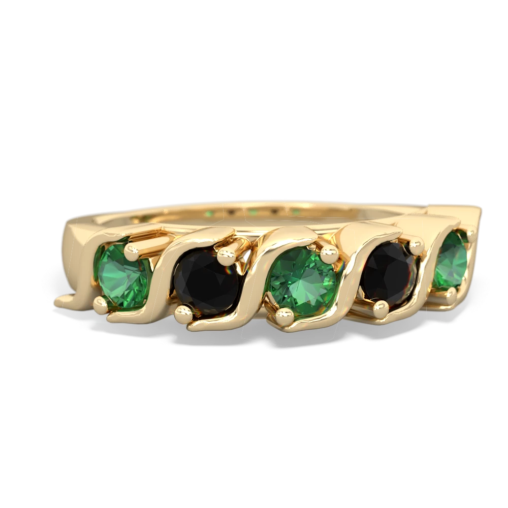 Lab Emerald Anniversary Band 14K Yellow Gold ring R2089