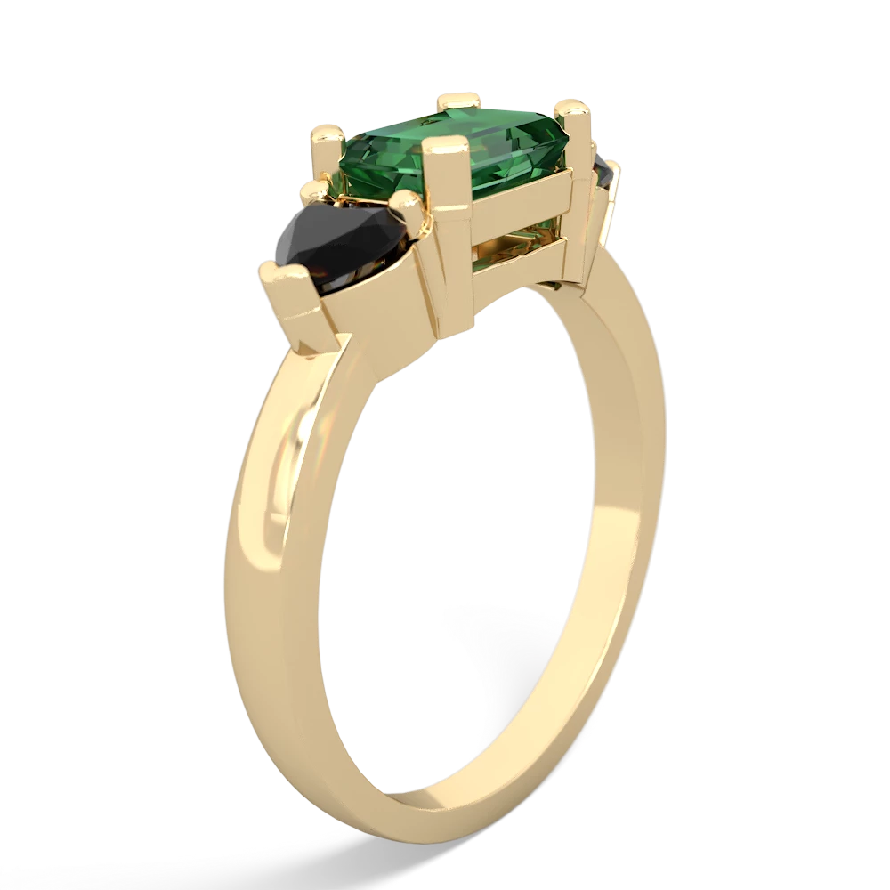 Lab Emerald Three Stone 14K Yellow Gold ring R5235