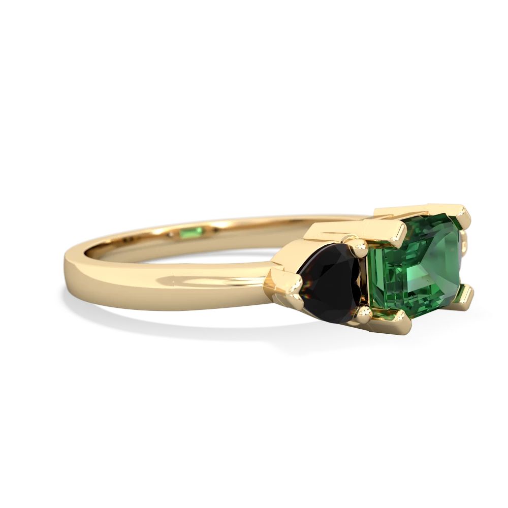 Lab Emerald Three Stone 14K Yellow Gold ring R5235