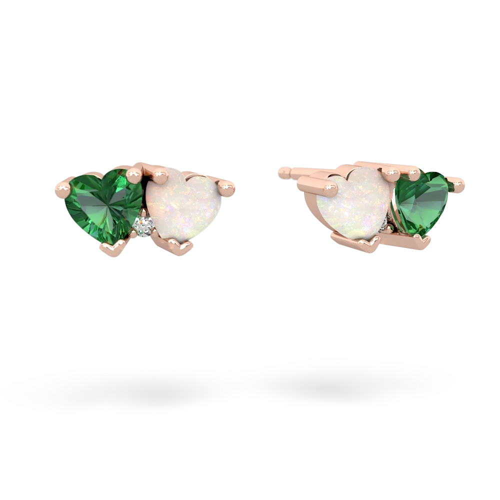 Lab Emerald Sweethearts 14K Rose Gold earrings E5260