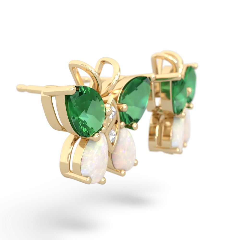 Lab Emerald Butterfly 14K Yellow Gold earrings E2215