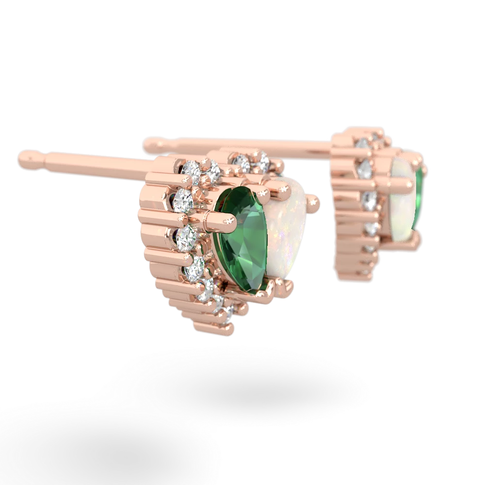 Lab Emerald Halo 14K Rose Gold earrings E7008