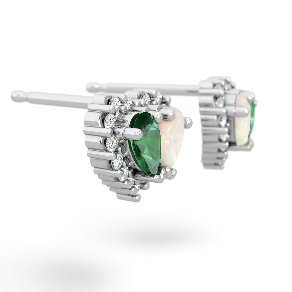 Lab Emerald Halo 14K White Gold earrings E7008