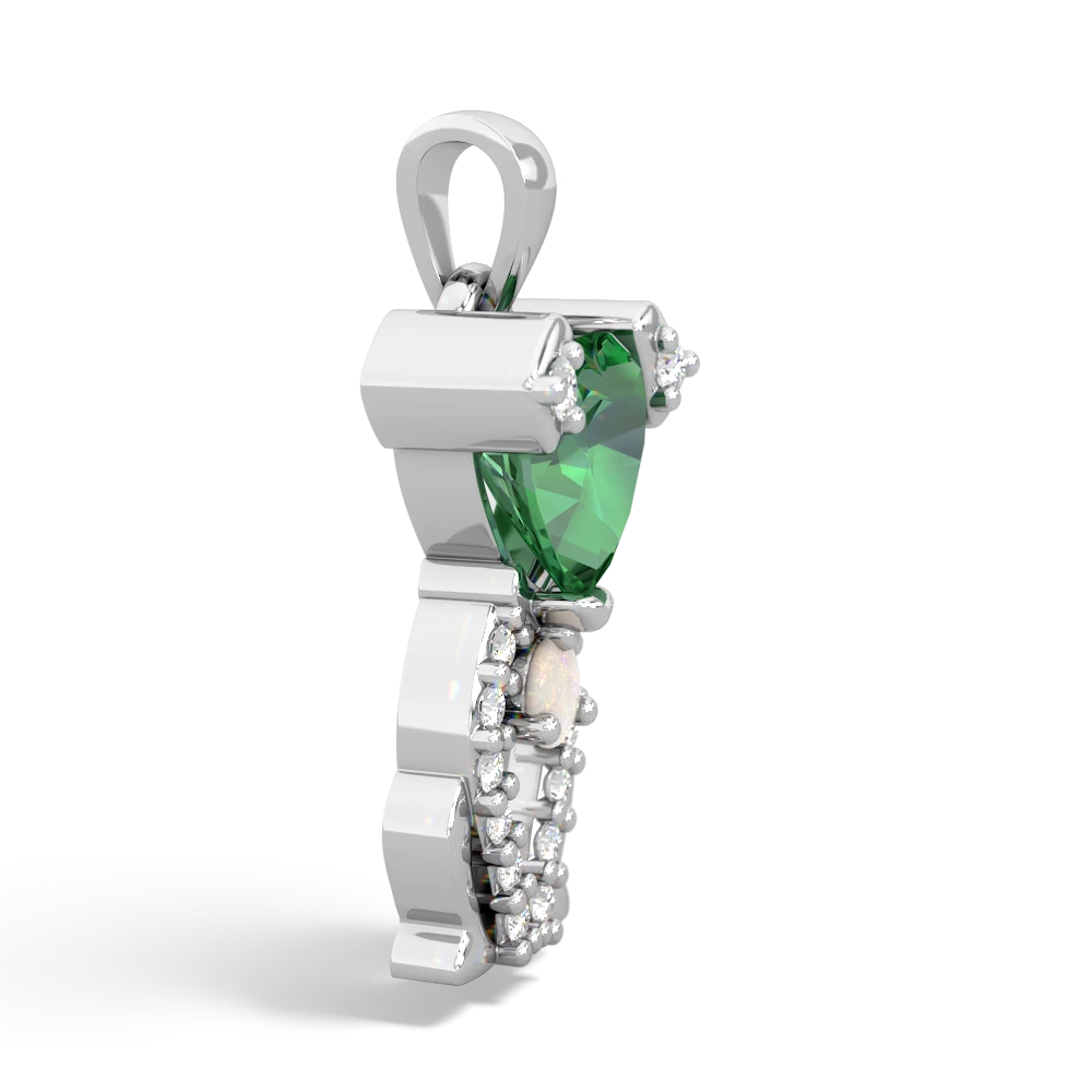 Lab Emerald Puppy Love 14K White Gold pendant P5800