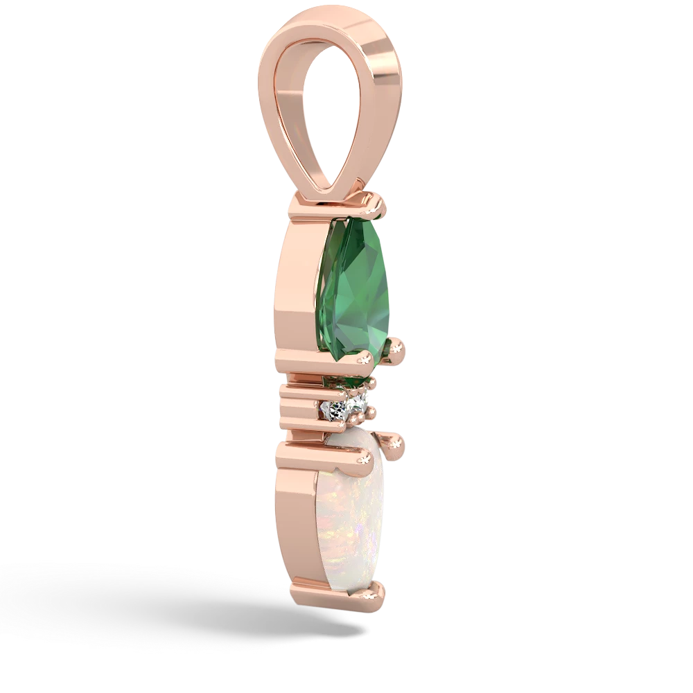 Lab Emerald Bowtie Drop 14K Rose Gold pendant P0865