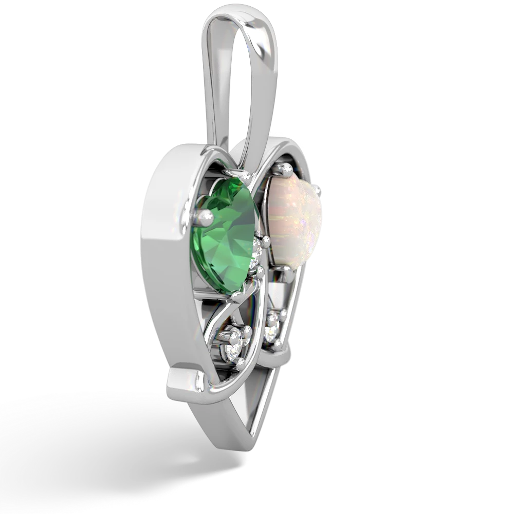 Lab Emerald Celtic Trinity Heart 14K White Gold pendant P5331