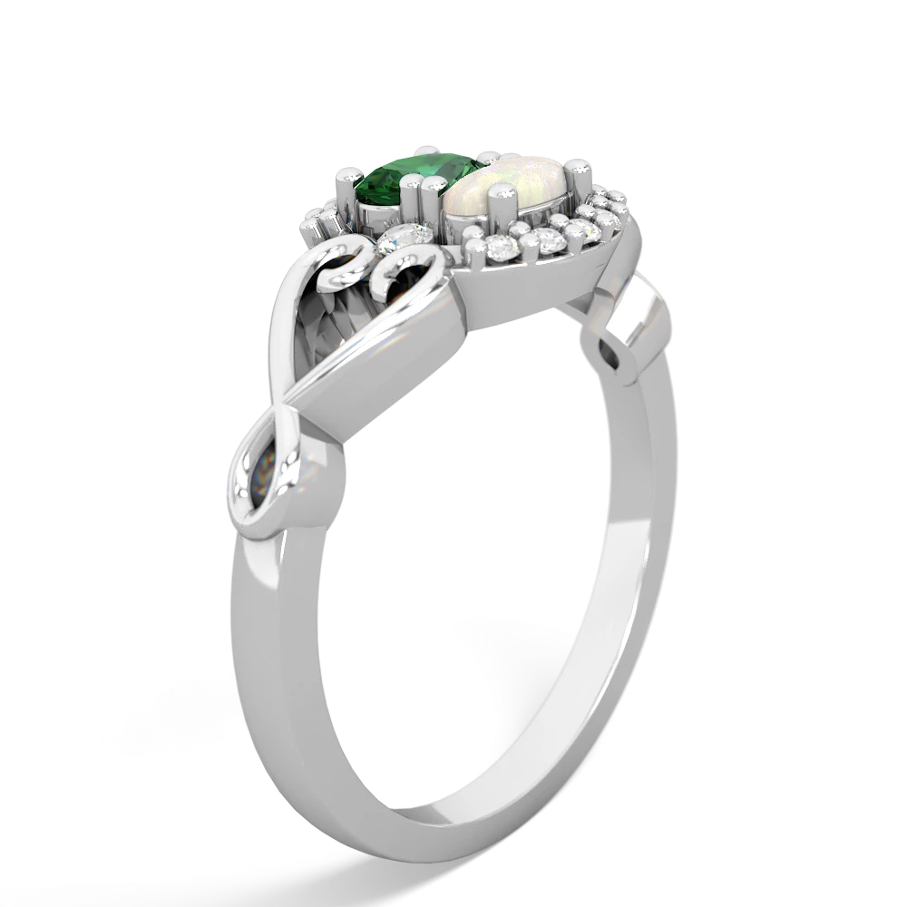 Lab Emerald Love Nest 14K White Gold ring R5860