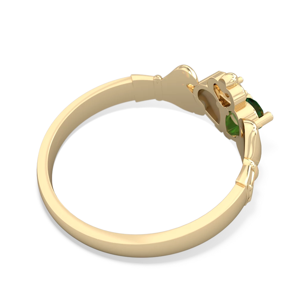 Lab Emerald 'Our Heart' Claddagh 14K Yellow Gold ring R2388