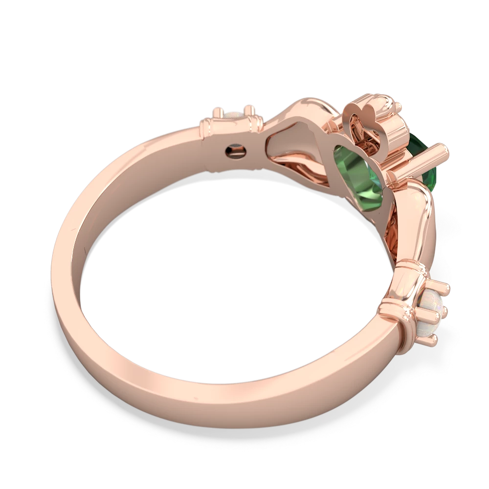 Lab Emerald Claddagh Keepsake 14K Rose Gold ring R5245