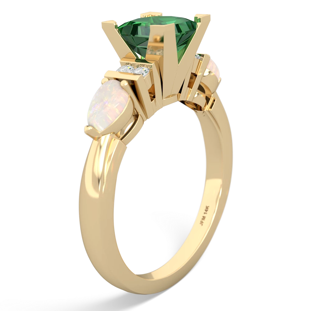 Lab Emerald 6Mm Princess Eternal Embrace Engagement 14K Yellow Gold ring C2002