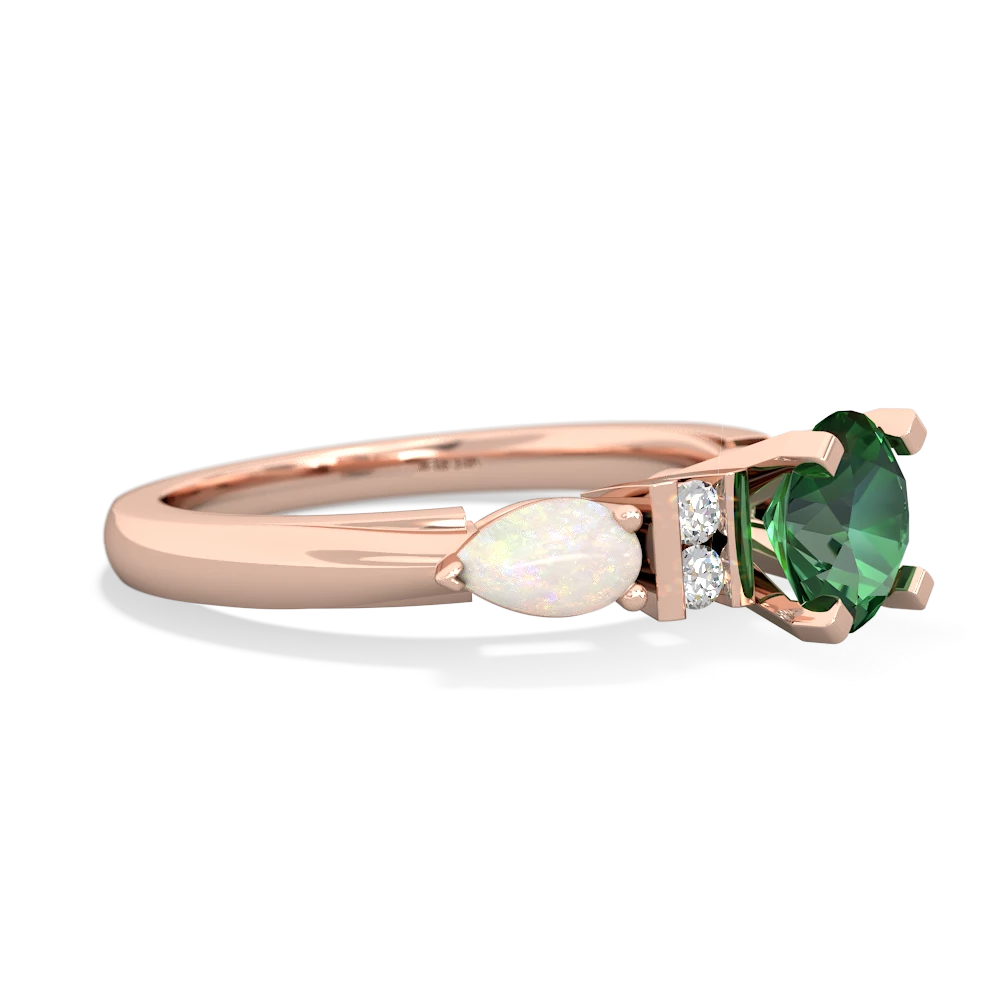 Lab Emerald 6Mm Round Eternal Embrace Engagement 14K Rose Gold ring R2005