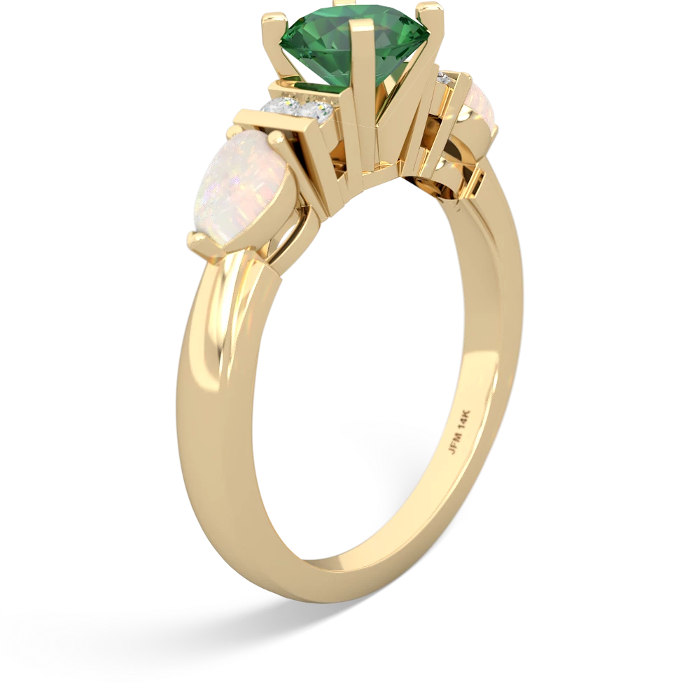 Lab Emerald 6Mm Round Eternal Embrace Engagement 14K Yellow Gold ring R2005