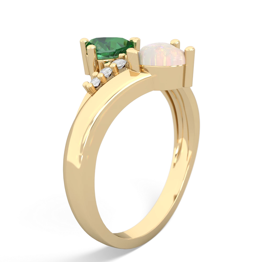 Lab Emerald Heart To Heart 14K Yellow Gold ring R2064