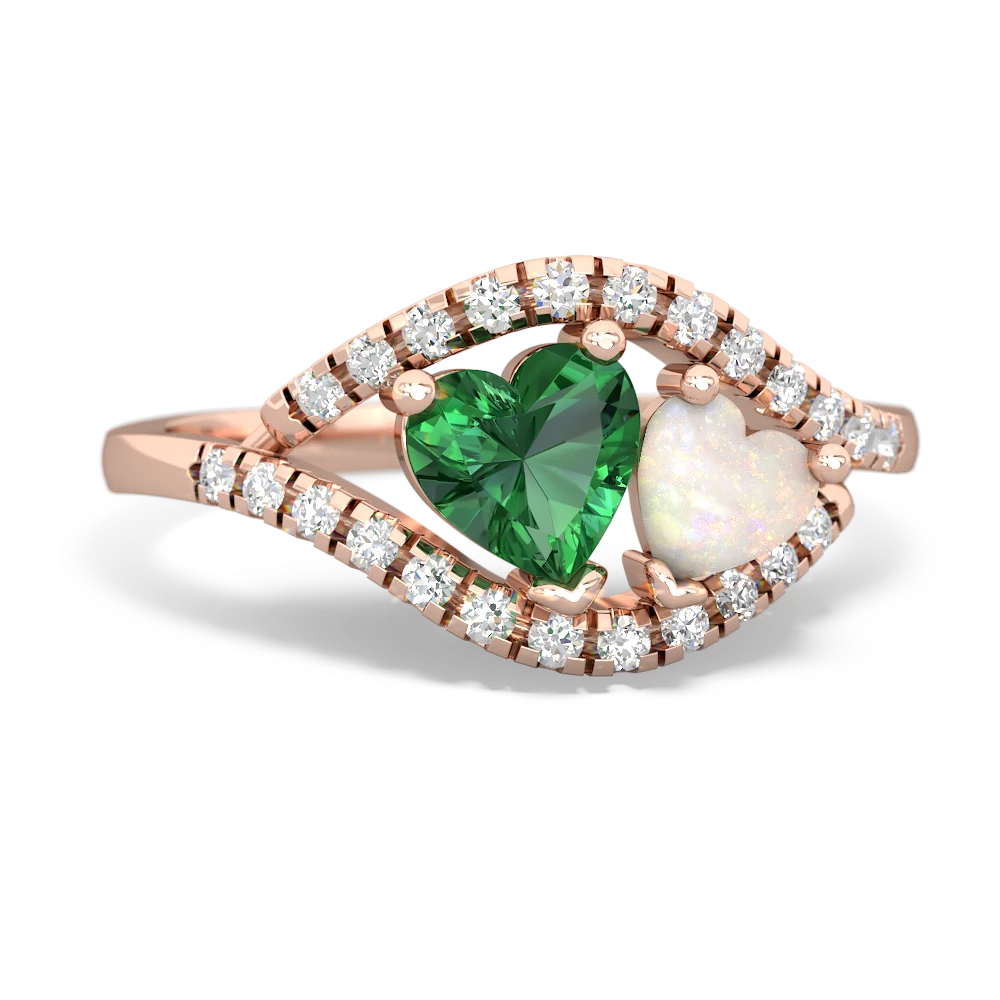 Lab Emerald Mother And Child 14K Rose Gold ring R3010