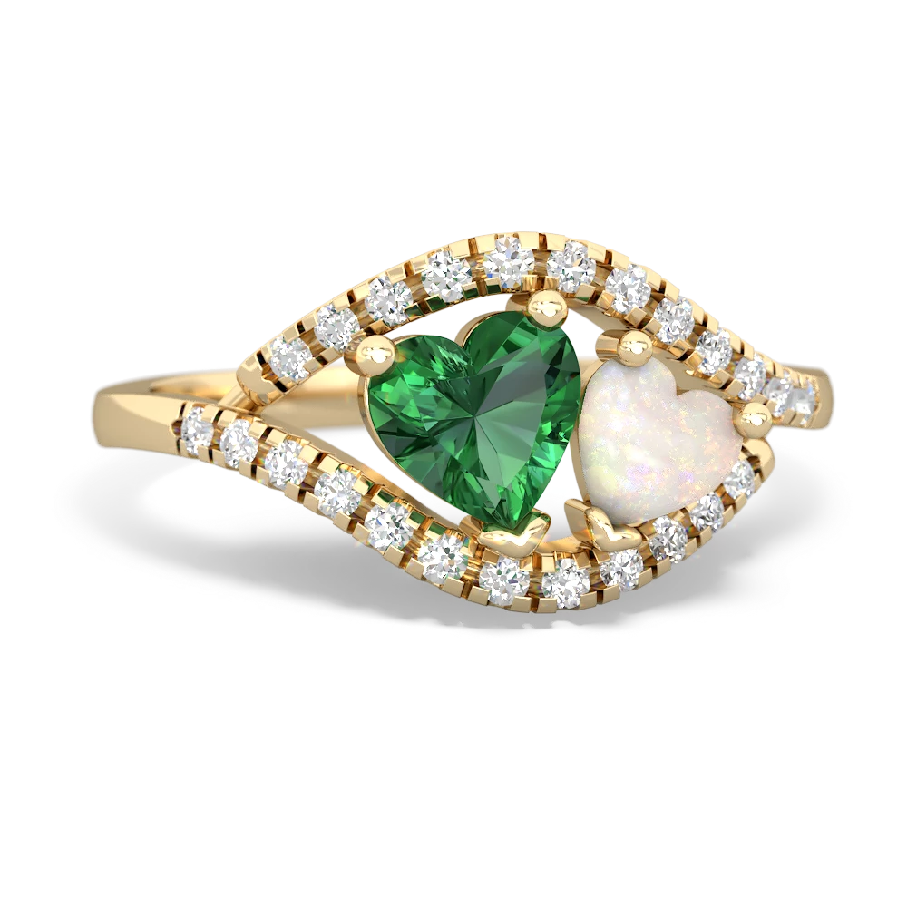 Lab Emerald Mother And Child 14K Yellow Gold ring R3010