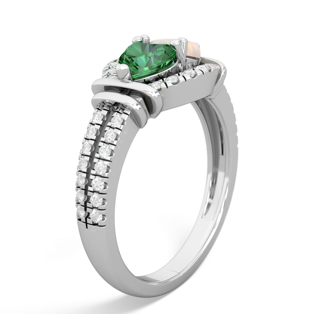 Lab Emerald Art-Deco Keepsake 14K White Gold ring R5630