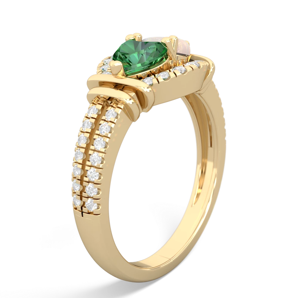 Lab Emerald Art-Deco Keepsake 14K Yellow Gold ring R5630