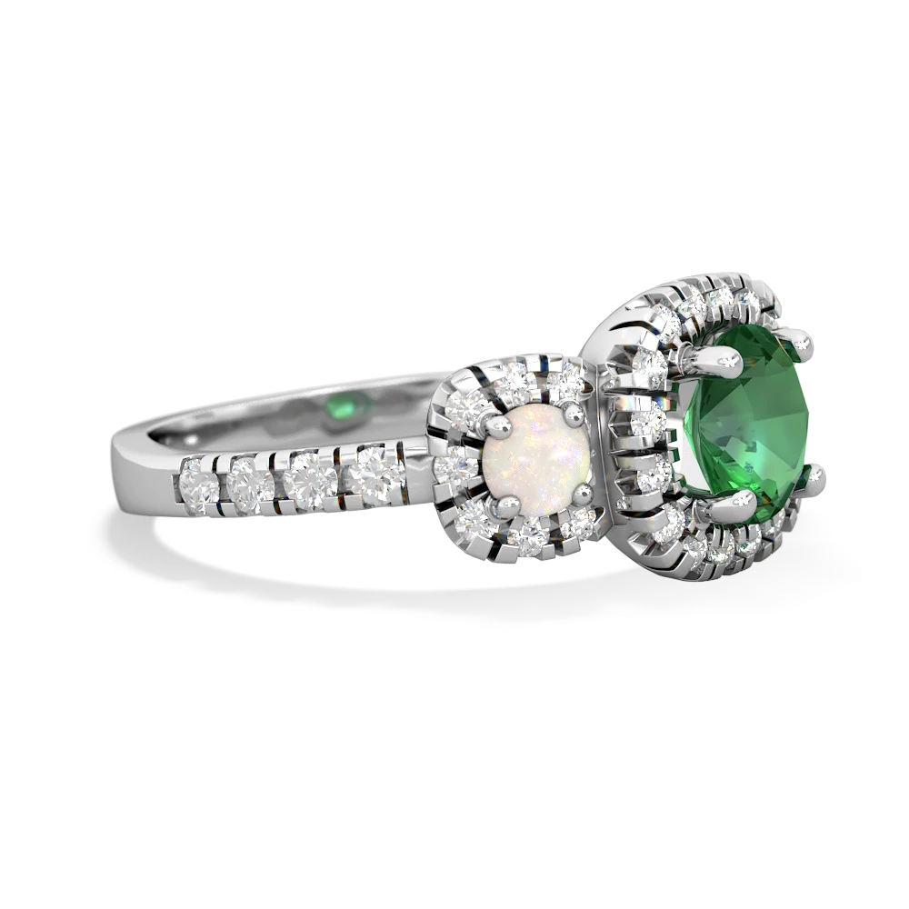 Lab Emerald Regal Halo 14K White Gold ring R5350