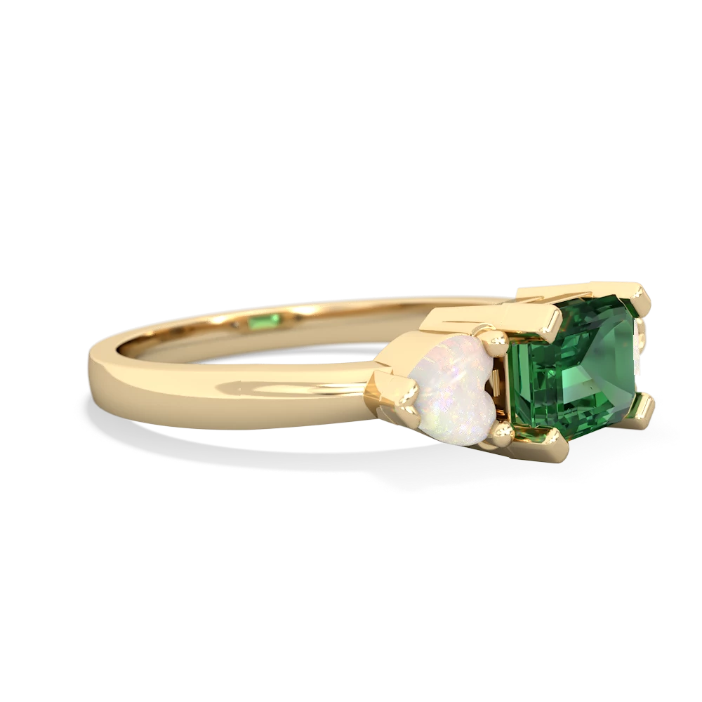 Lab Emerald Three Stone 14K Yellow Gold ring R5235