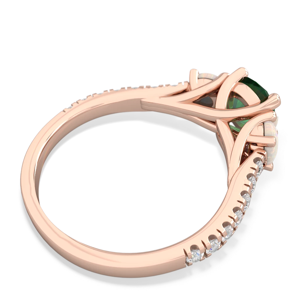 Lab Emerald Pave Trellis 14K Rose Gold ring R5500