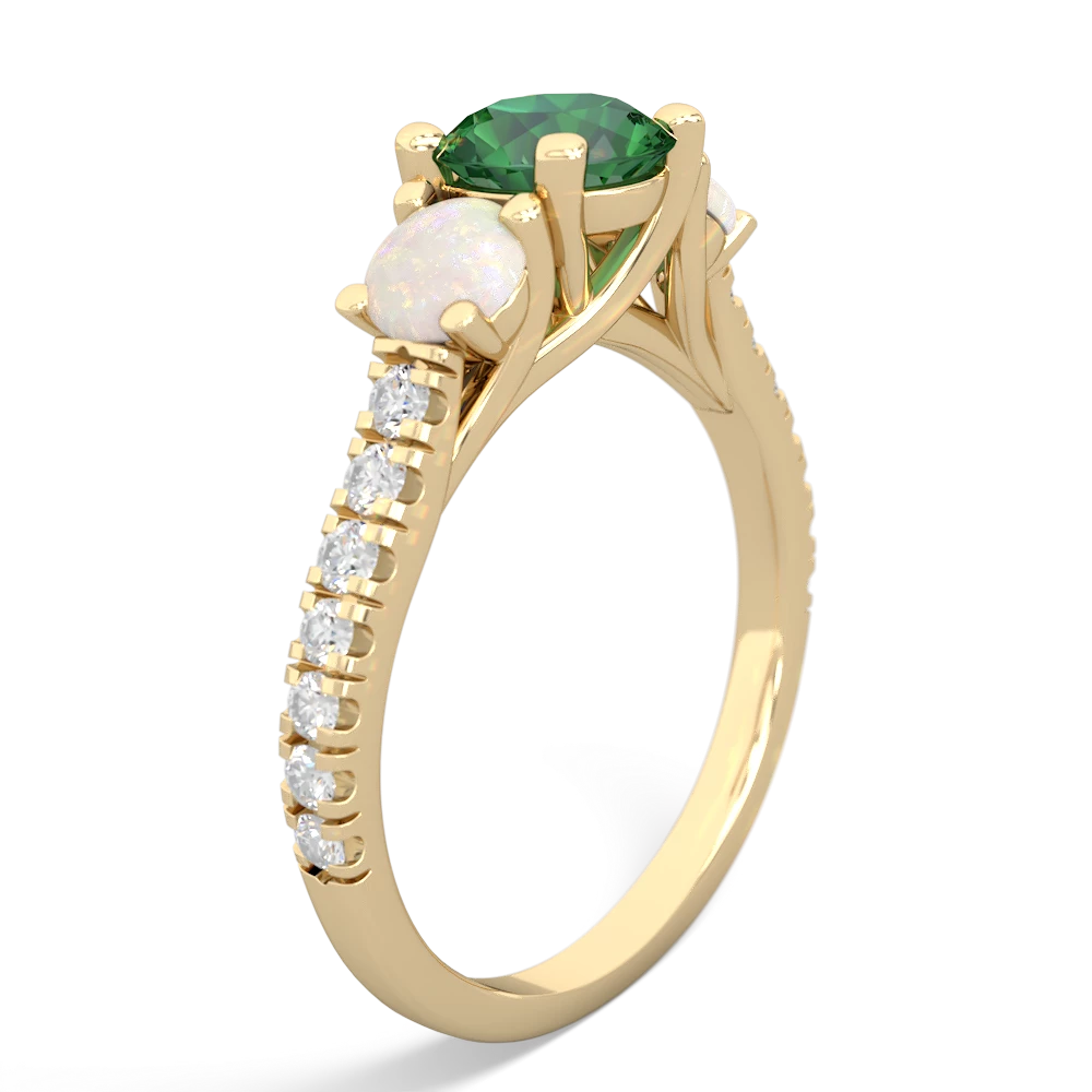 Lab Emerald Pave Trellis 14K Yellow Gold ring R5500