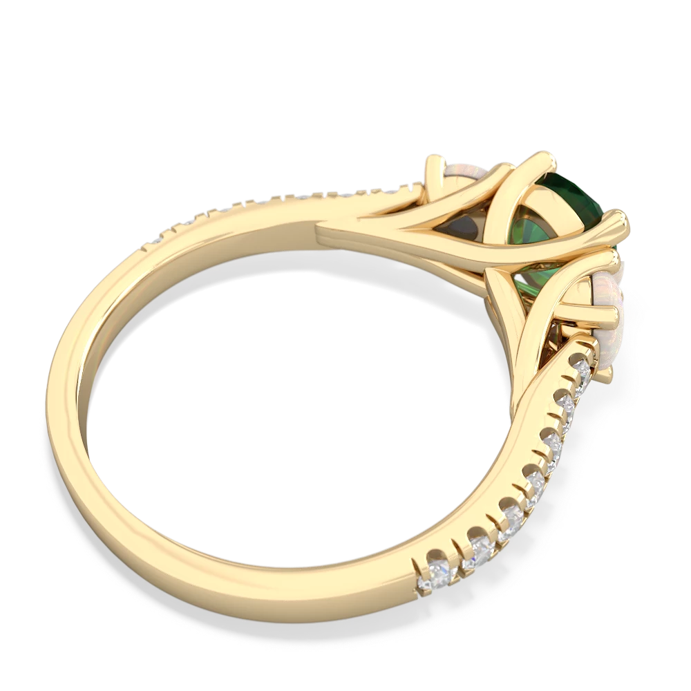 Lab Emerald Pave Trellis 14K Yellow Gold ring R5500