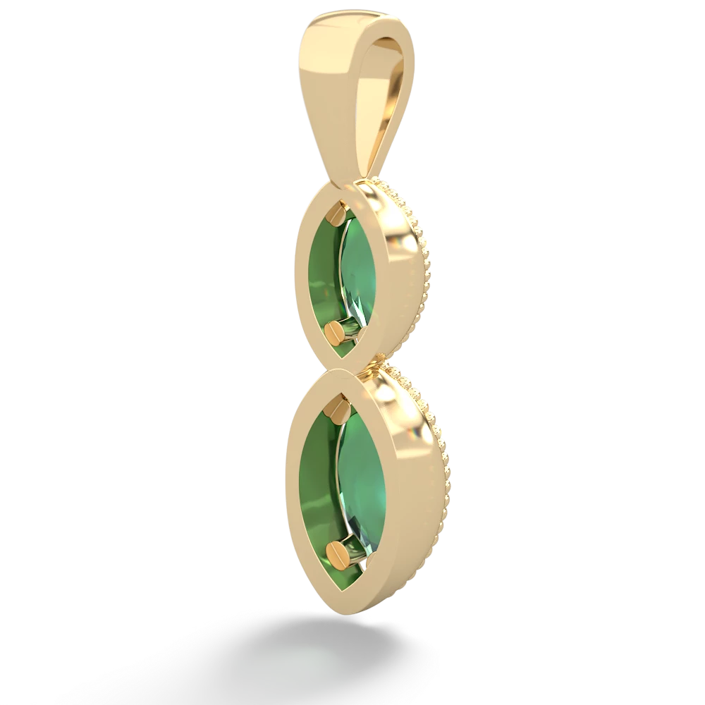 Lab Emerald Antique-Style Halo 14K Yellow Gold pendant P5700