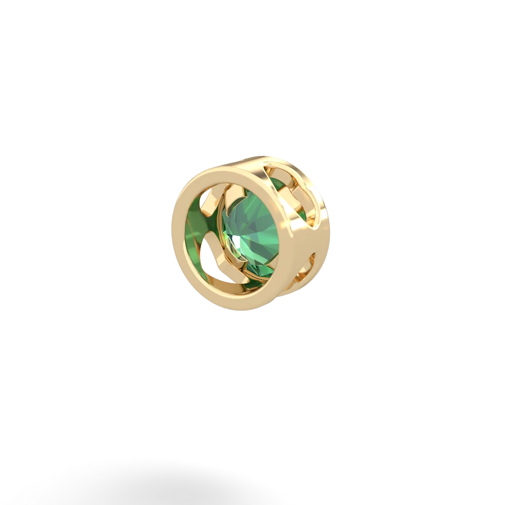 Lab Emerald 5Mm Round Slide 14K Yellow Gold pendant P3785