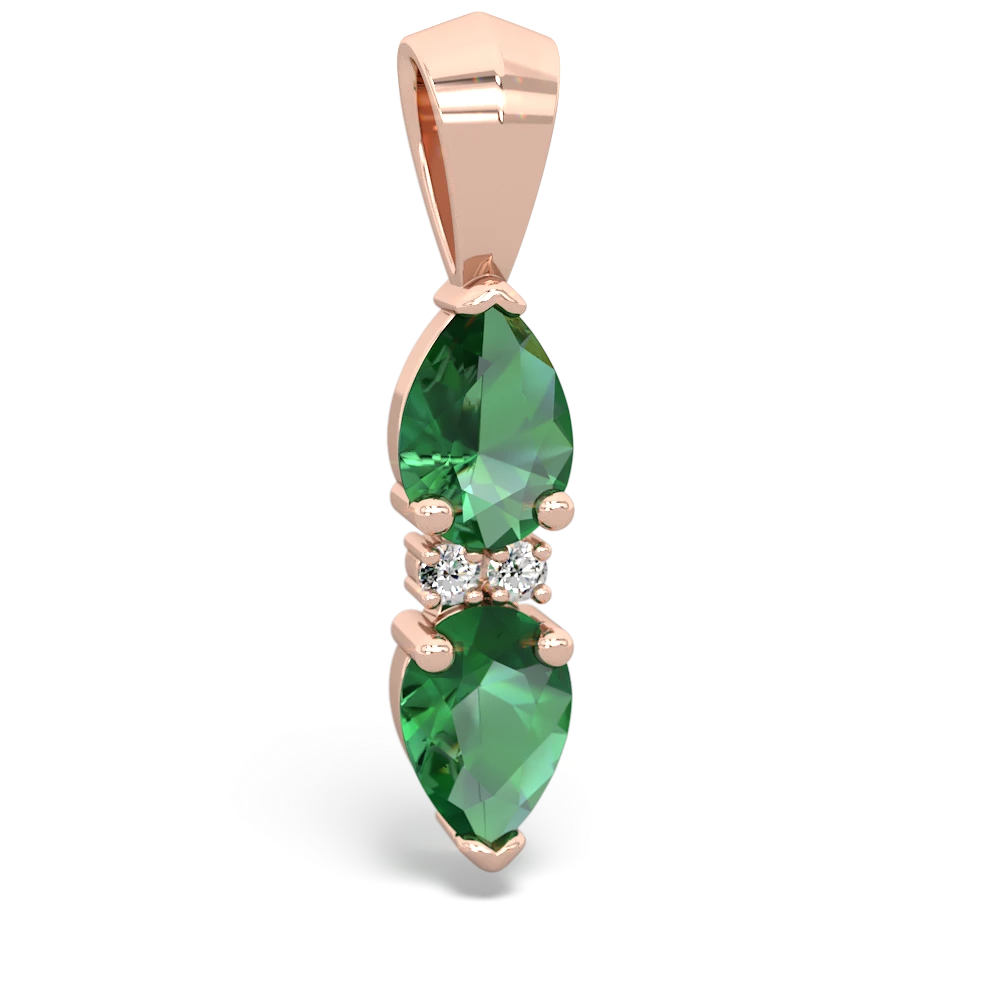 Lab Emerald Bowtie Drop 14K Rose Gold pendant P0865