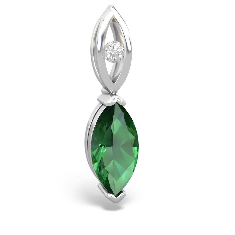 Lab Emerald Marquise Drop 14K White Gold pendant P5333