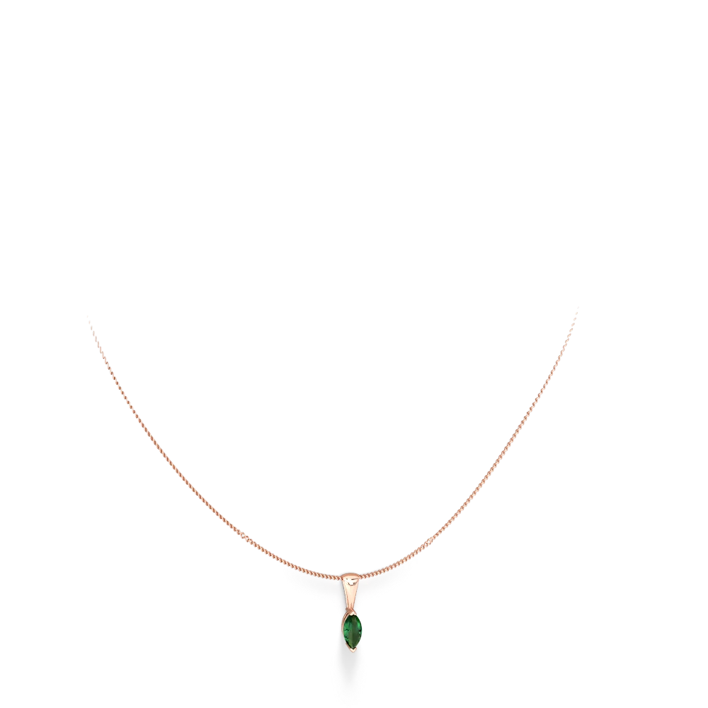 Lab Emerald 8X4 Marquise 14K Rose Gold pendant P1701