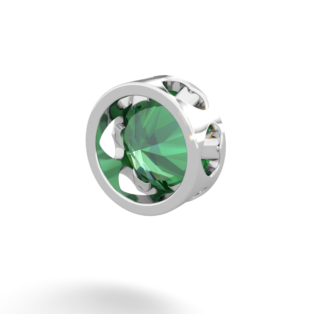 Lab Emerald 8Mm Slide 14K White Gold pendant P3788