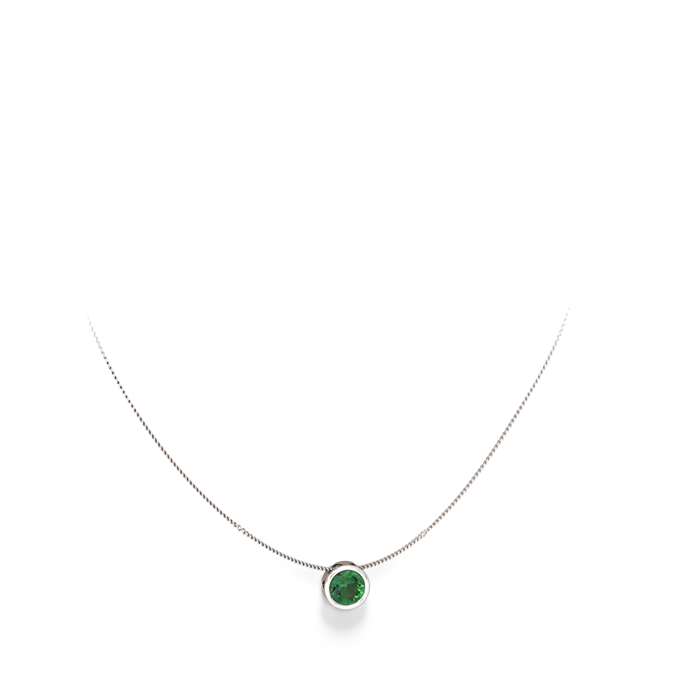 Lab Emerald 8Mm Slide 14K White Gold pendant P3788