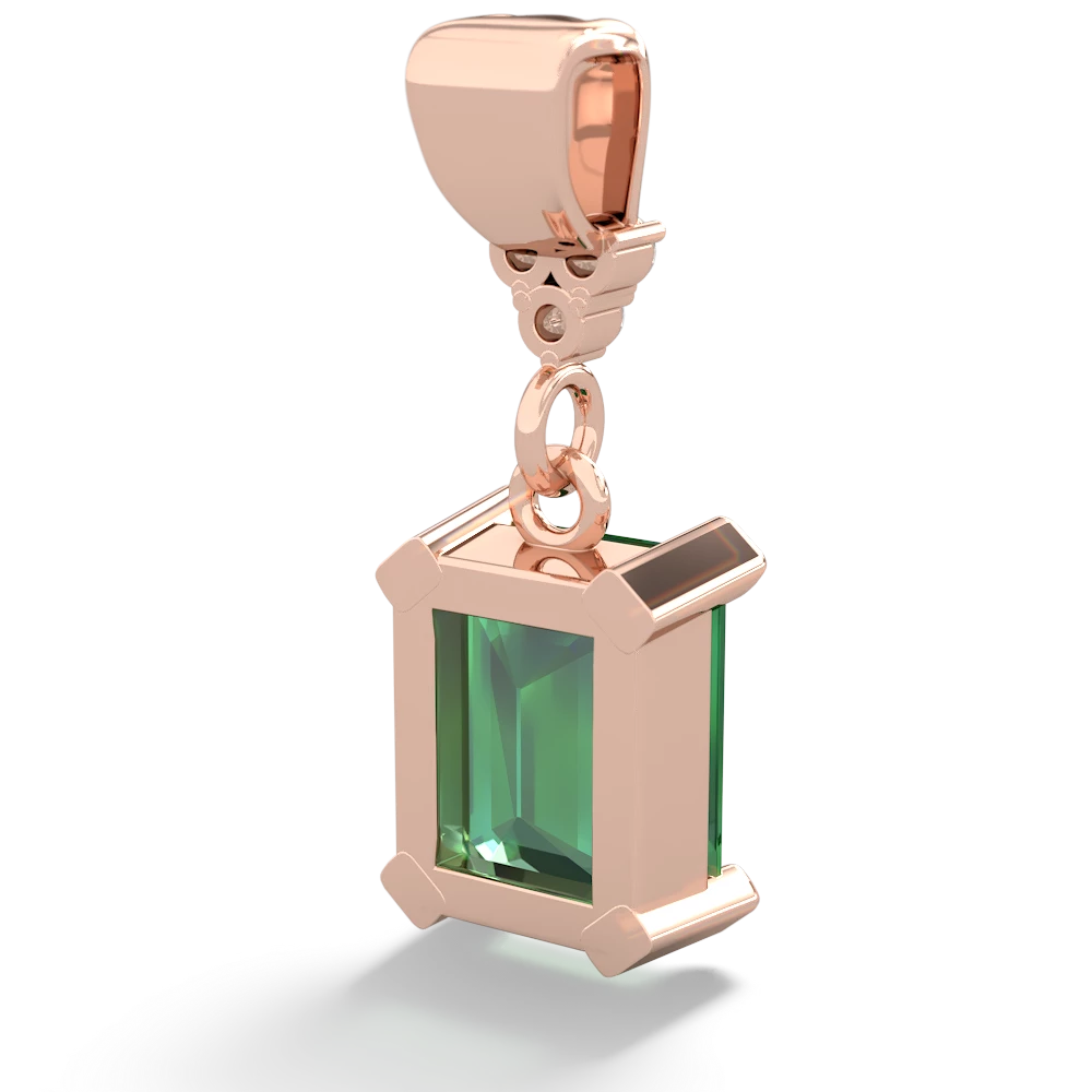 Lab Emerald Art Deco Dangle 14K Rose Gold pendant P1937