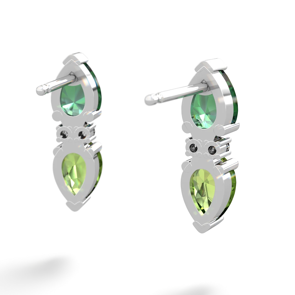 Lab Emerald Bowtie Drop 14K White Gold earrings E0865