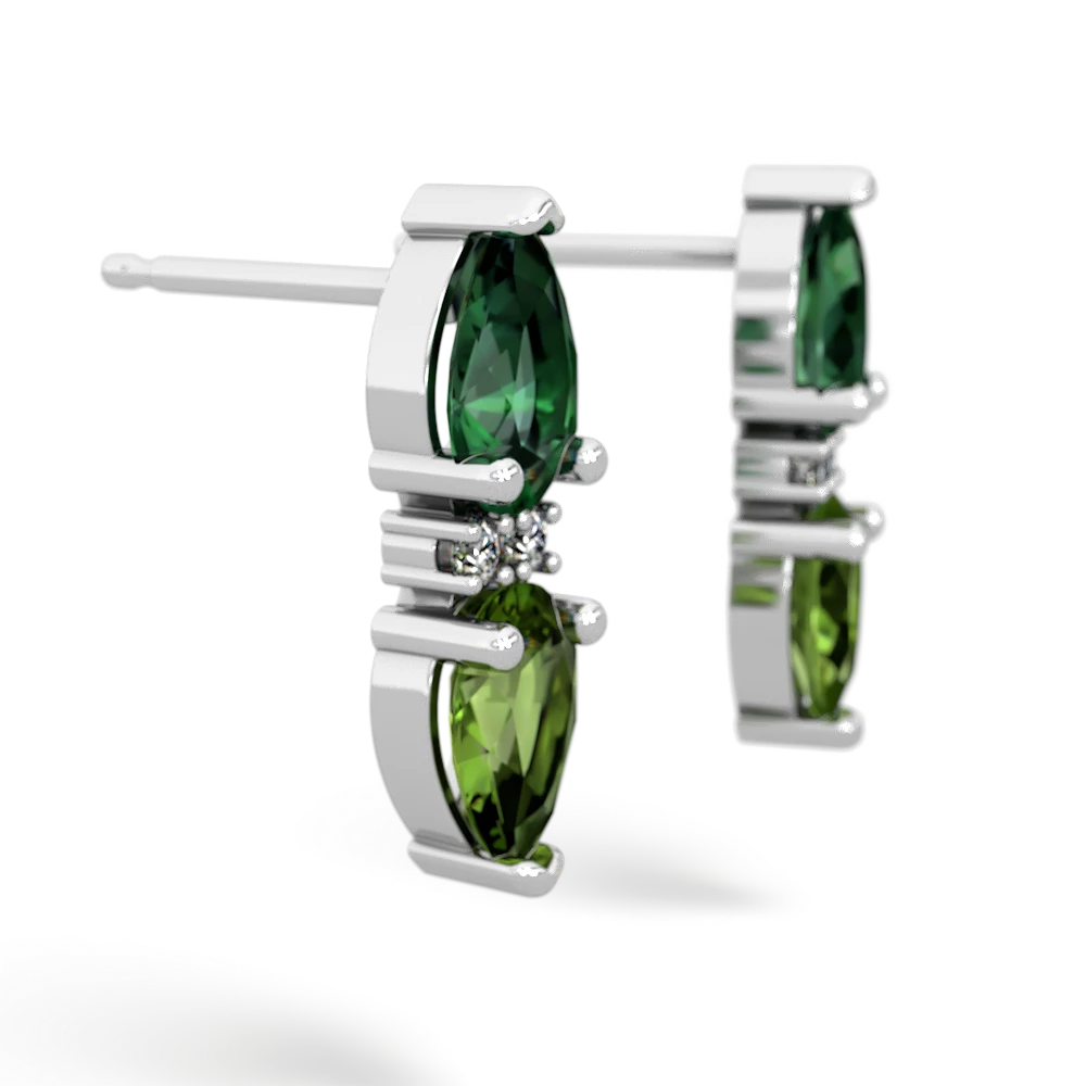 Lab Emerald Bowtie Drop 14K White Gold earrings E0865