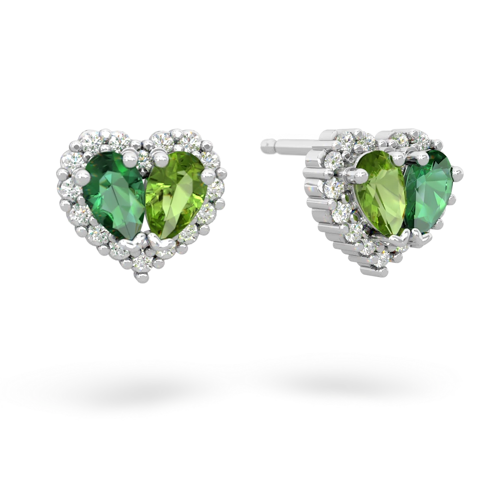 Lab Emerald Halo 14K White Gold earrings E7008