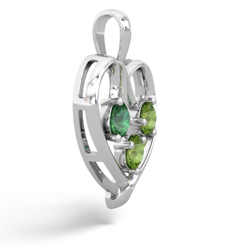 Lab Emerald Glowing Heart 14K White Gold pendant P2233